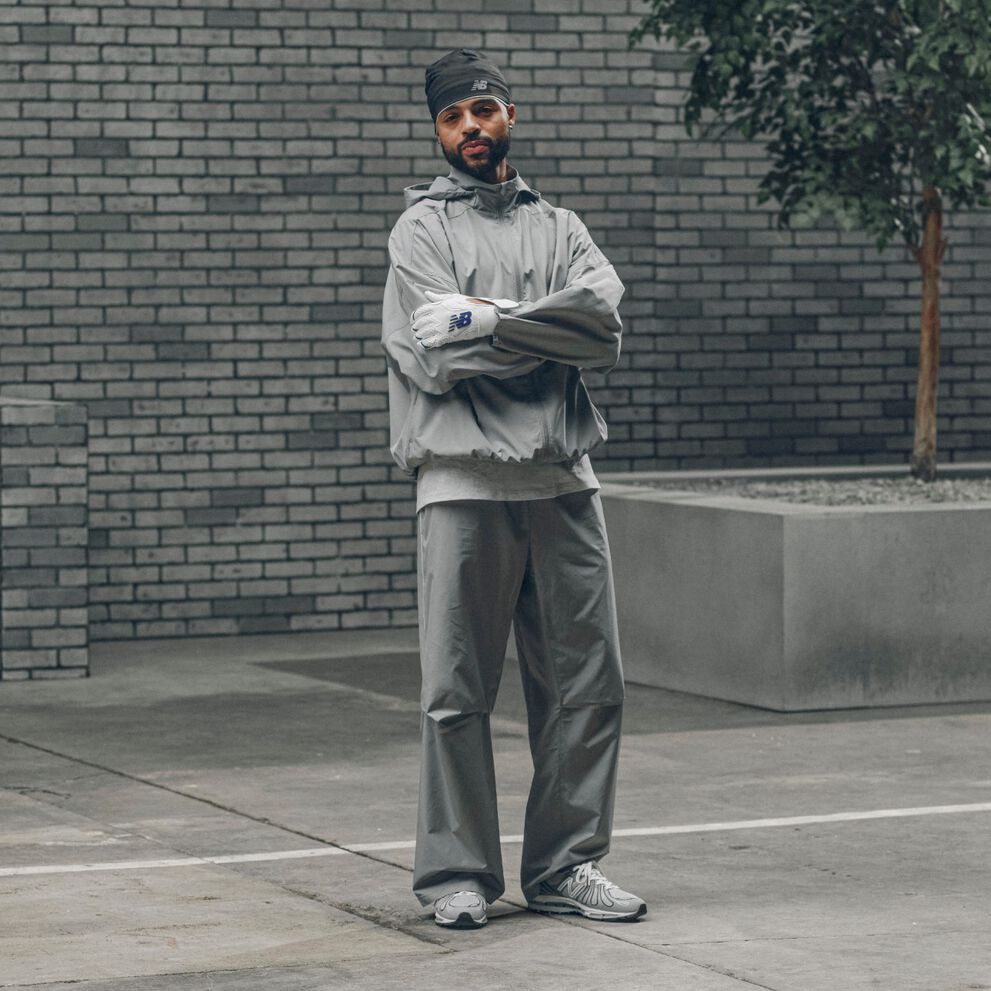 Justin Henry wearing a pair of grey 1890s