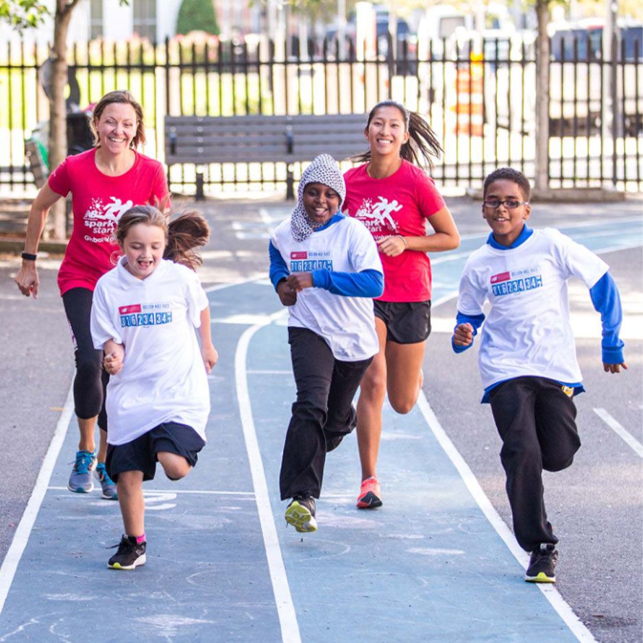 Kids running on a track